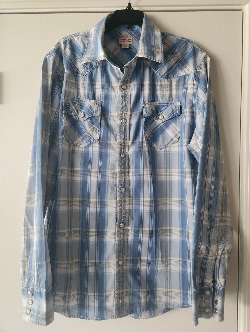 Mossimo Pearl Snap 🤠 Western Plaid Shirt Men's Large EUC $25